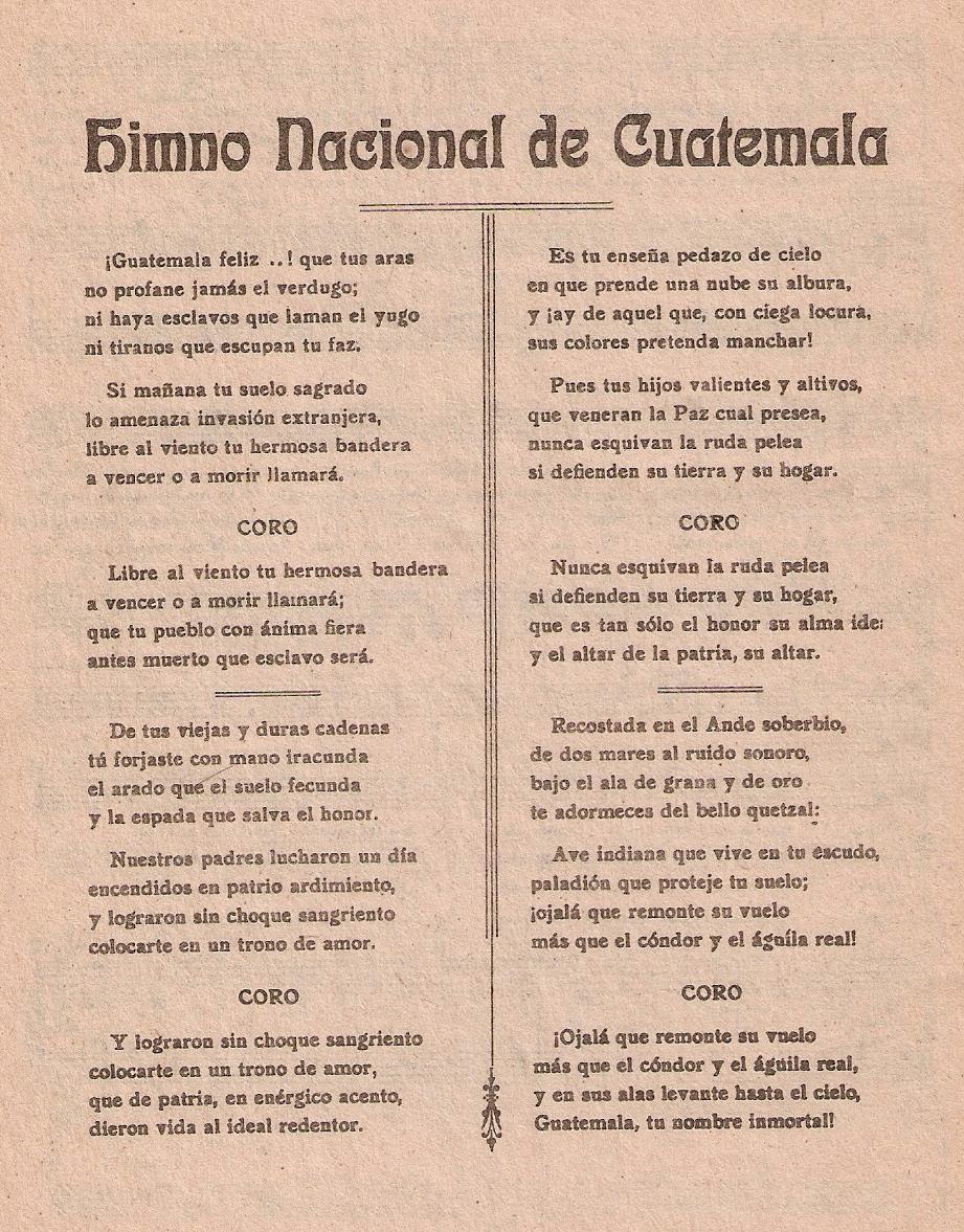 Orgullo Guatemalteco Análisis De La Letra Del Himno Nacional De