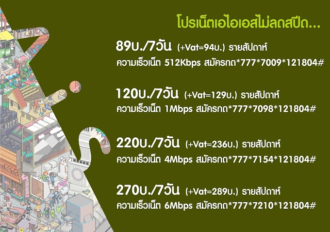 โปรเน็ต AIS ไม่ลดสปีด 7 วัน เน็ตไม่อั้น ประจำเดือน ธันวาคม 62