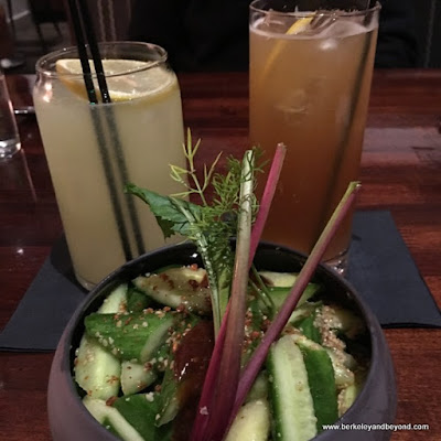 cocktails and spicy cucumbers at Urban Tavern at Hilton San Francisco Union Square in San Francisco, California