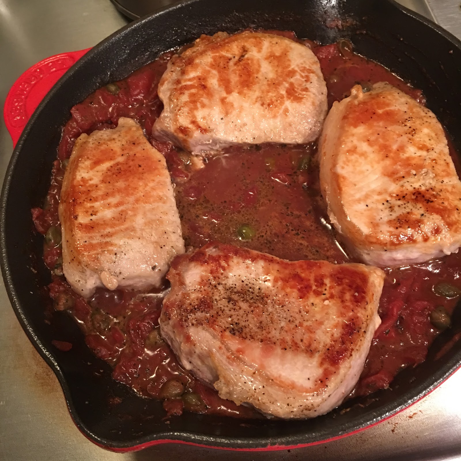 The Swedish Chef Tomato Dijon Pork Chops with Capers