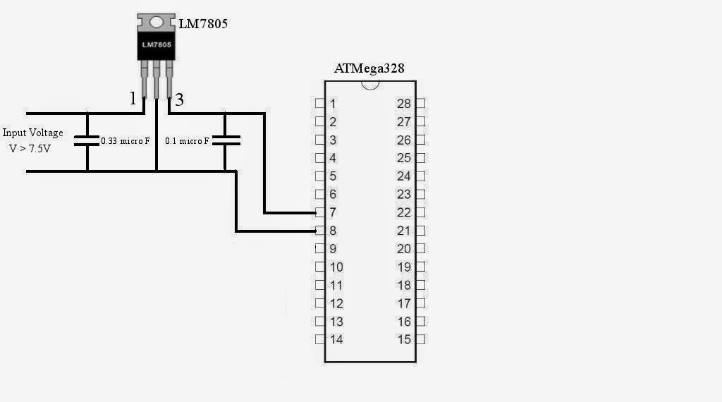 Circuit Diagram to Supply Steady 5V DC Power Supply to Microcontroller