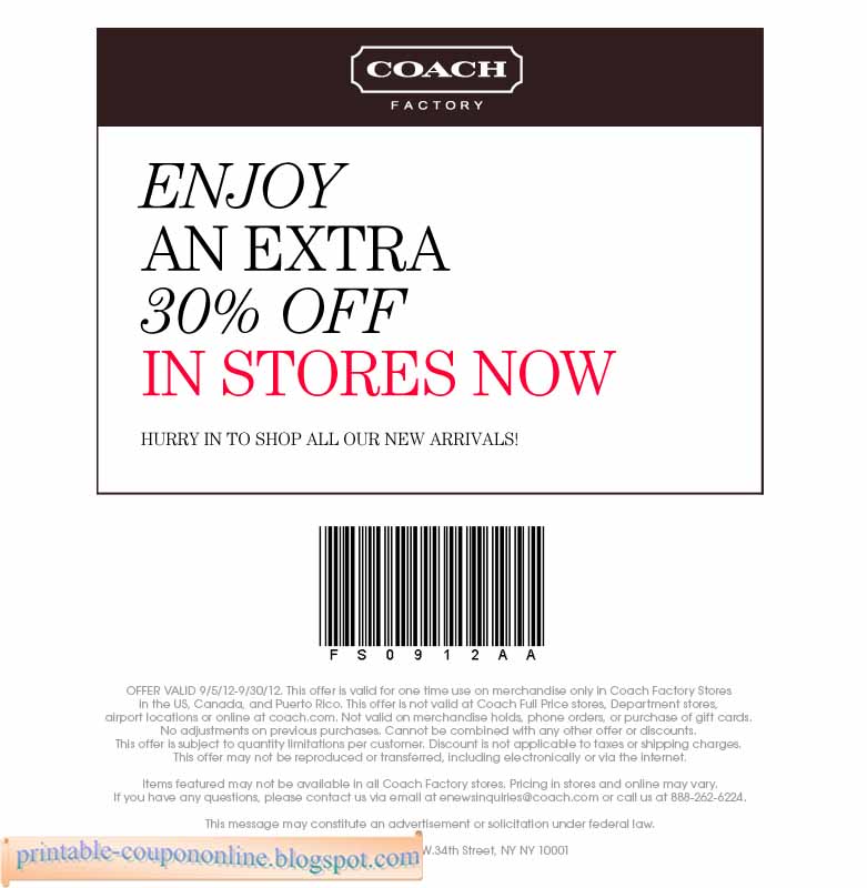 Printable Coupons 2020 Coach Coupons