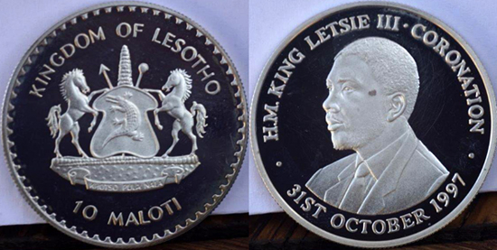 Lesotho 10 maloti 1997 - Coronation of King Letsie III