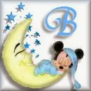 Alfabeto de Mickey Bebé durmiendo en la luna B.
