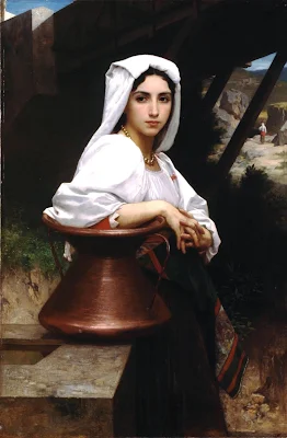 Italian Girl Drawing Water painting William Adolphe Bouguereau