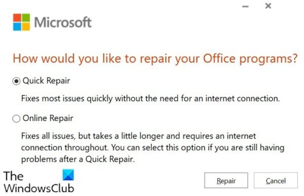 Réparer Microsoft 365 à l'aide de l'invite de commande