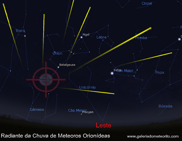 radiante da chuva de meteoros Orionidas 2018 