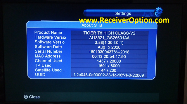 TIGER T8 HIGH CLASS V2 V3.88 NEW SOFTWARE WITH OTT MENU & ADD FAMILY MODE