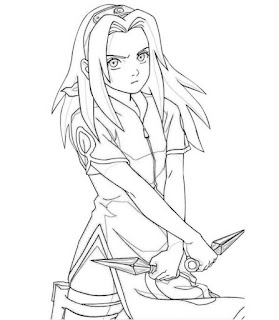 Mewarnai gambar Haruno Sakura dalam serial anime Naruto