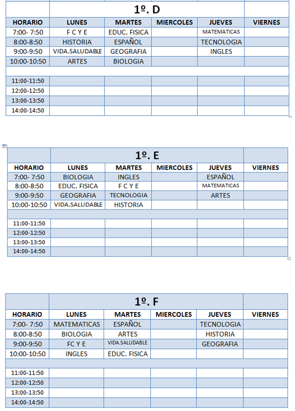 Escuela Secundaria Técnica N°81 "Justo Sierra Méndez" Horarios de