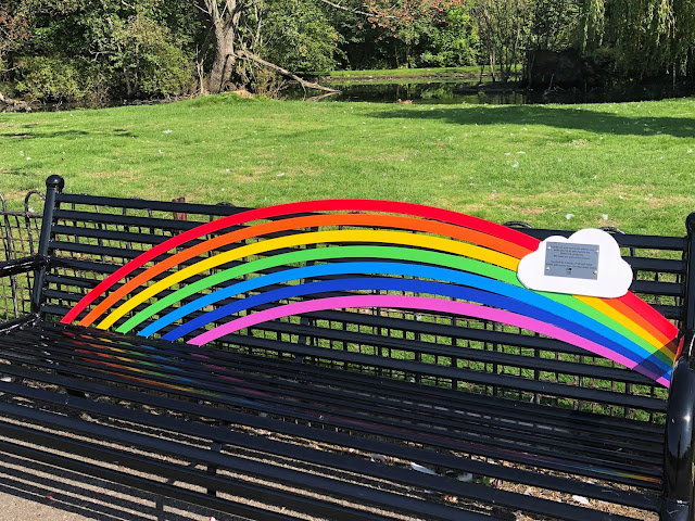 black bench with steel rainbow attached