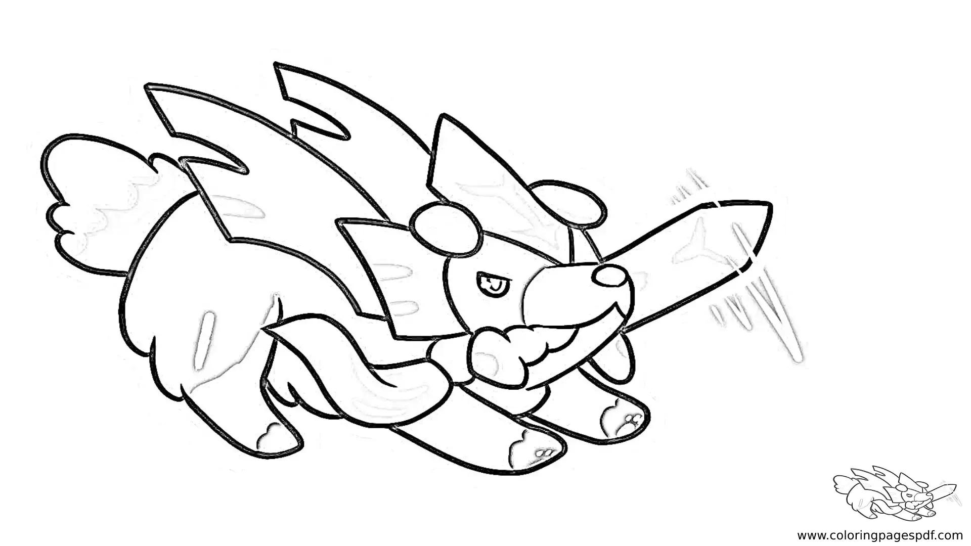 Coloring Page Of A Cute Crowned Sword Zacian