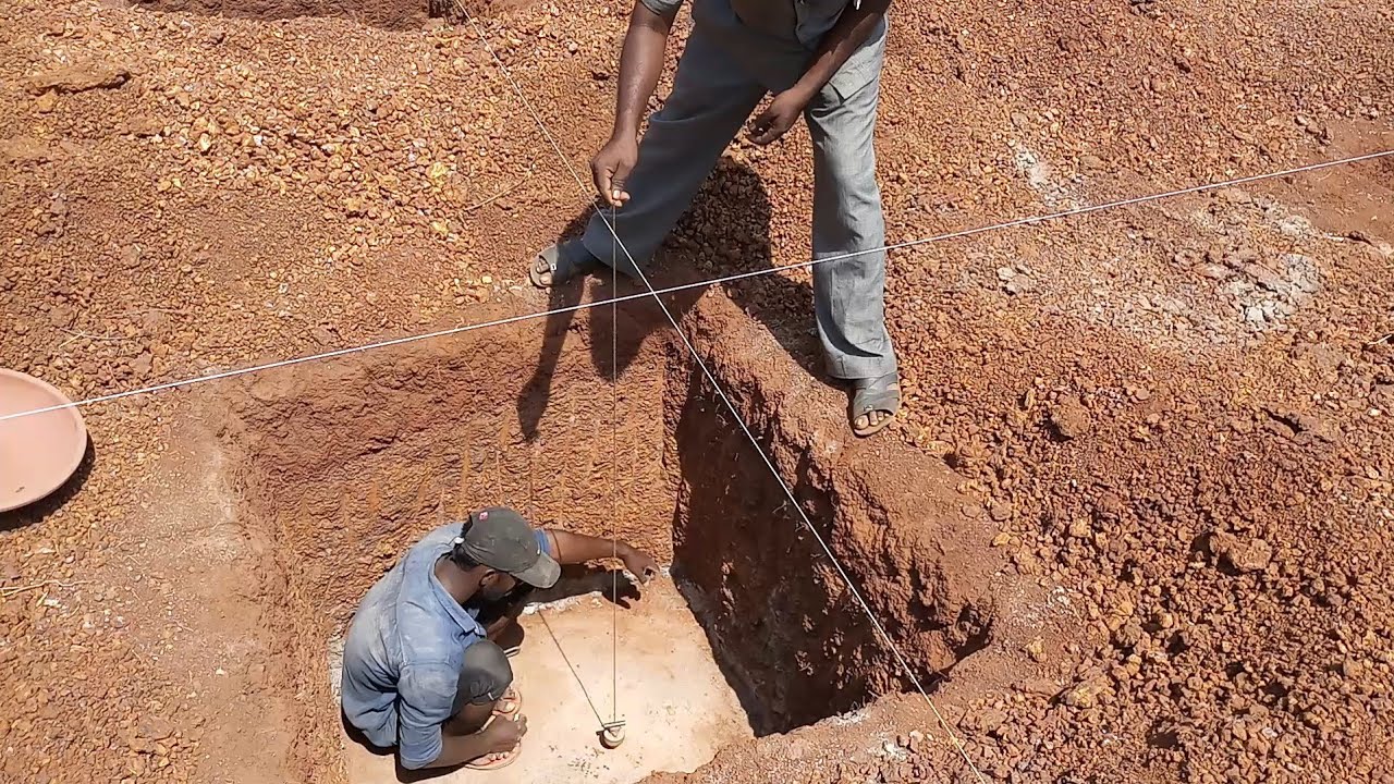 How to mark column position by starter and plumb bob on pcc bed