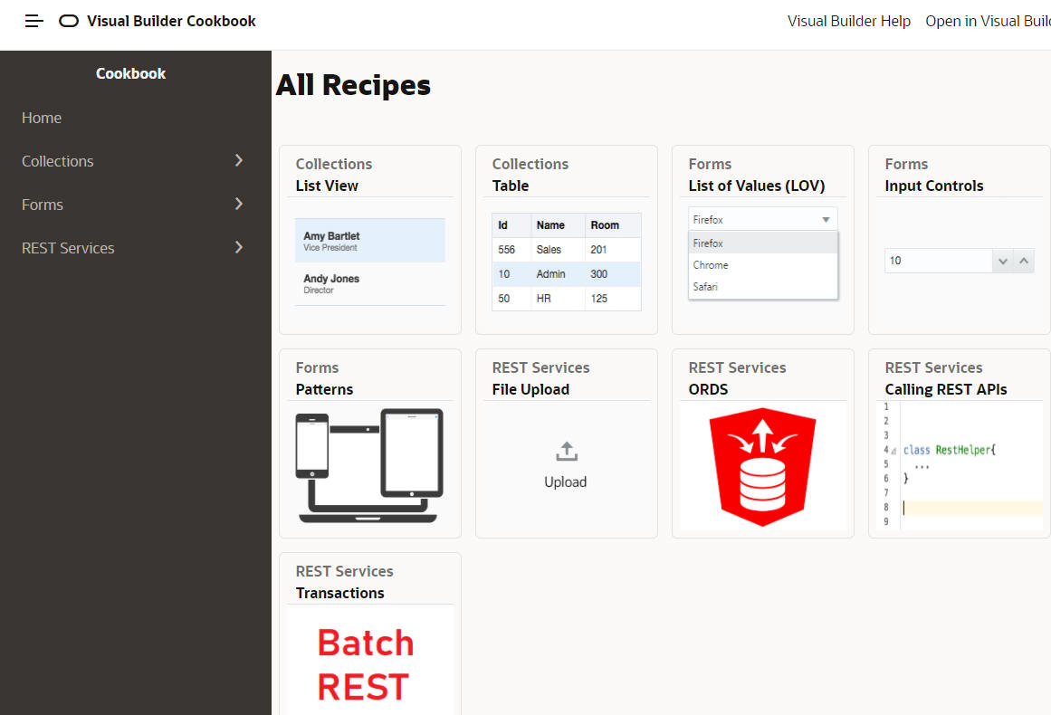 Visual Builder Cookbook