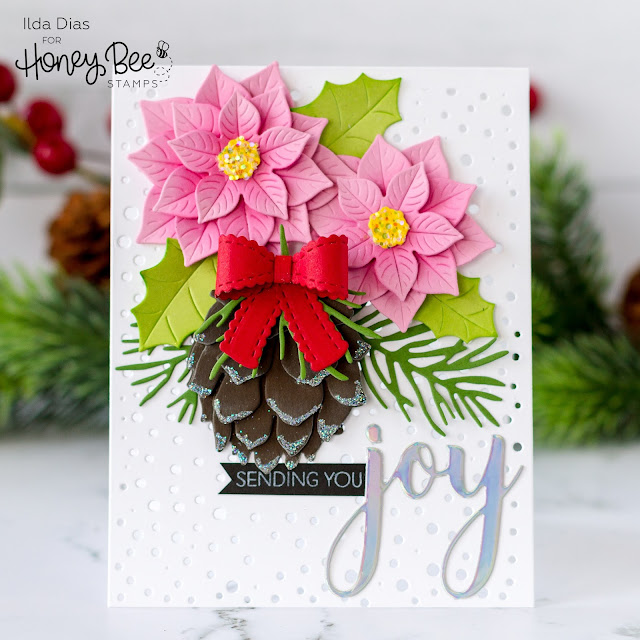 Winter Bouquet, Christmas in July Card,Honey Bee Stamps, Lovely Layers: Pinecone,Joy,Card Making, Stamping, Die Cutting, handmade card, ilovedoingallthingscrafty, Stamps, how to,