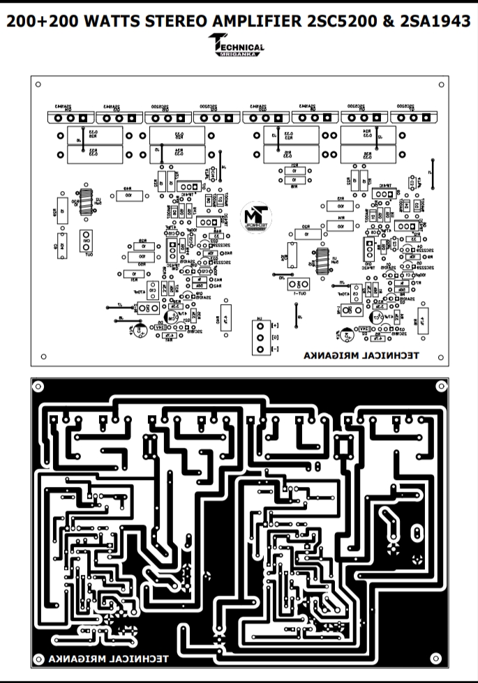 200+200 watts stereo Amplifier using 2SC5200 & 2SA1943