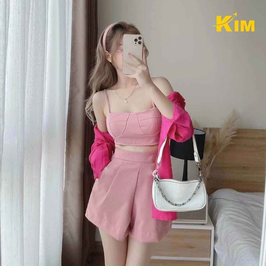 SET SƠ MI NỮ MIX MÀU 3 MÓN KÈM ÁO BRA MIX QUẦN SHORT