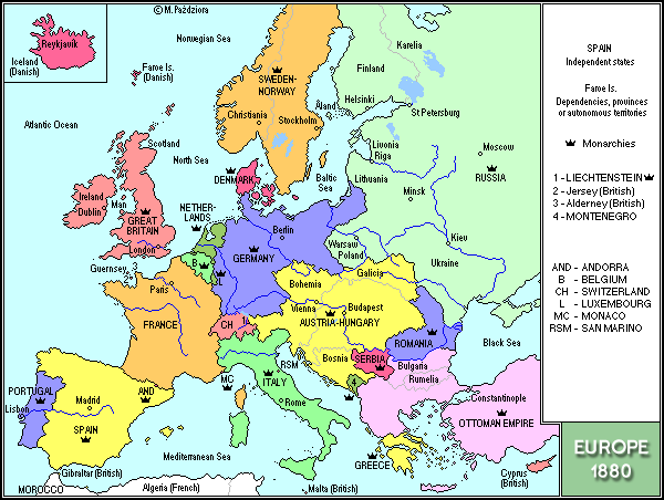 Jose Diaz: Mapas de europa en los años 1850,1880,1925,1945 y 2000
