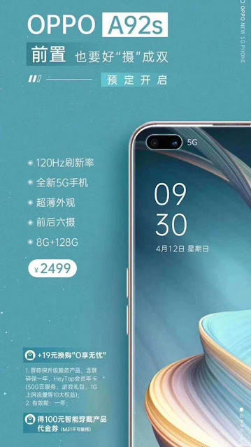 OPPO A92s Smartphone with Dual Punch-hole Display Coming Soon