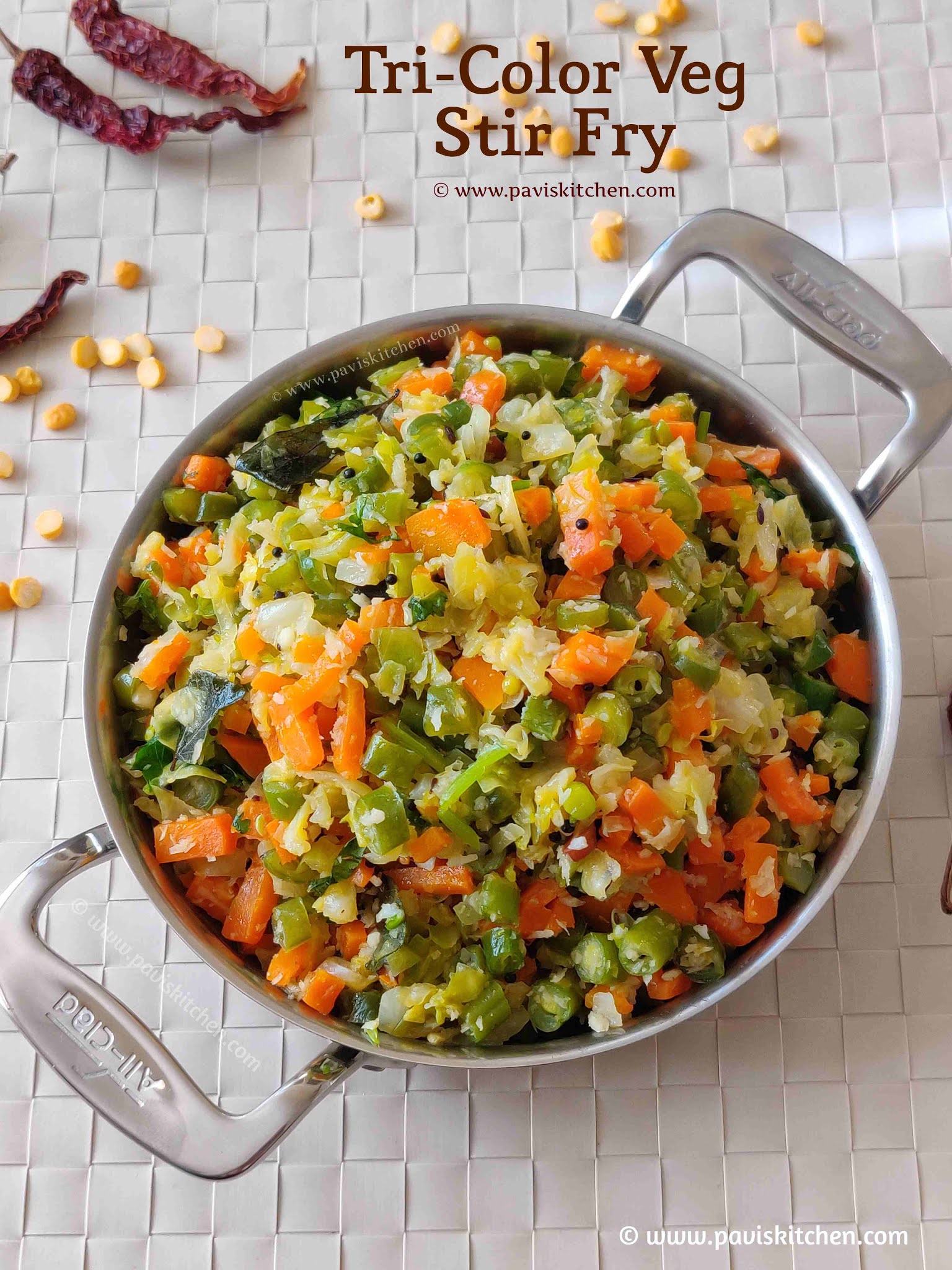 Tricolor poriyal Carrot beans cabbage poriyal recipe kalyana veetu