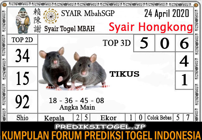 Prediksi Togel Hongkong Jumat 24 April 2020 Prediksitogel Jp