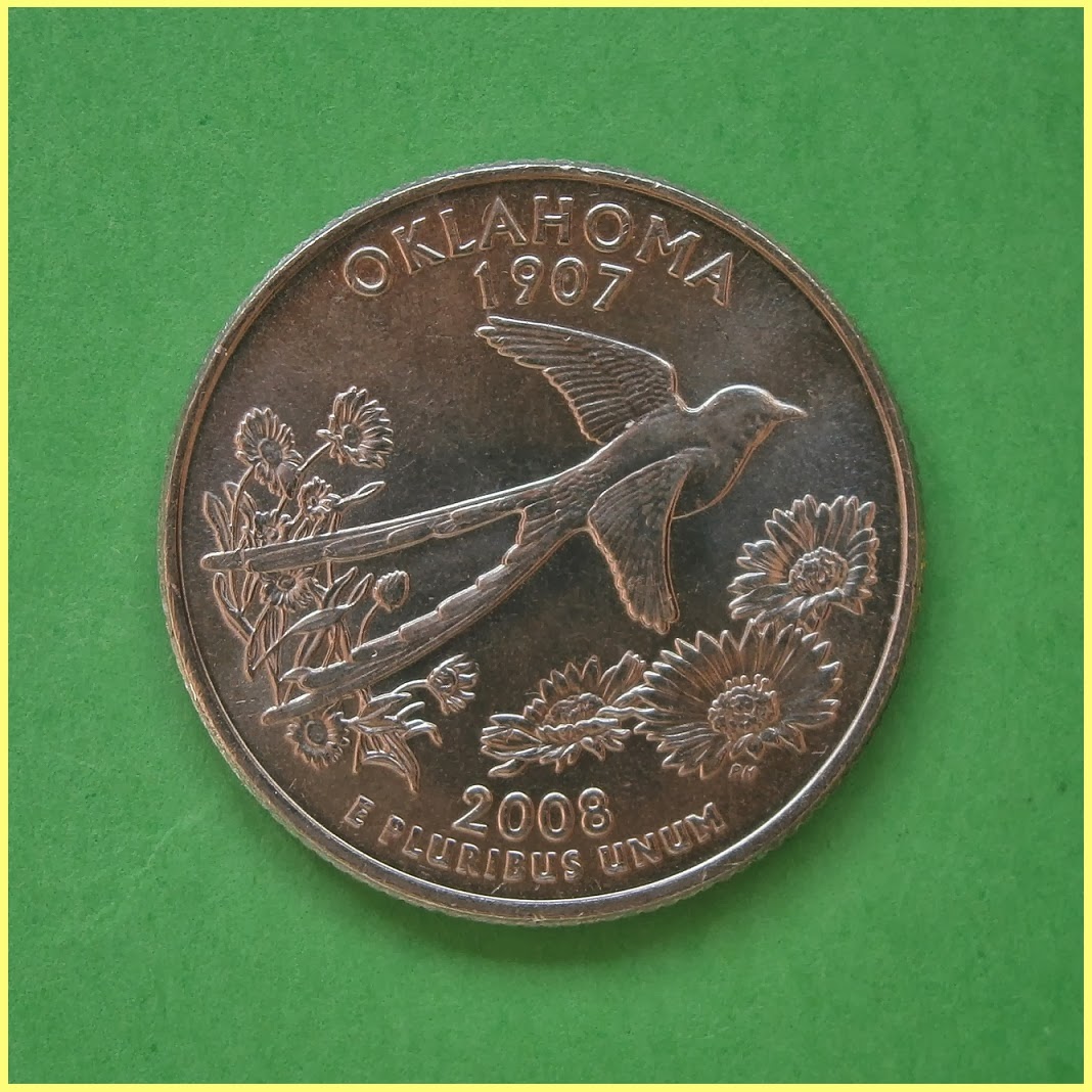 Monedas y Mundo Quarter de Oklahoma, Estados Unidos 2008