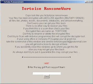 Tortoise Ransomware lock screen