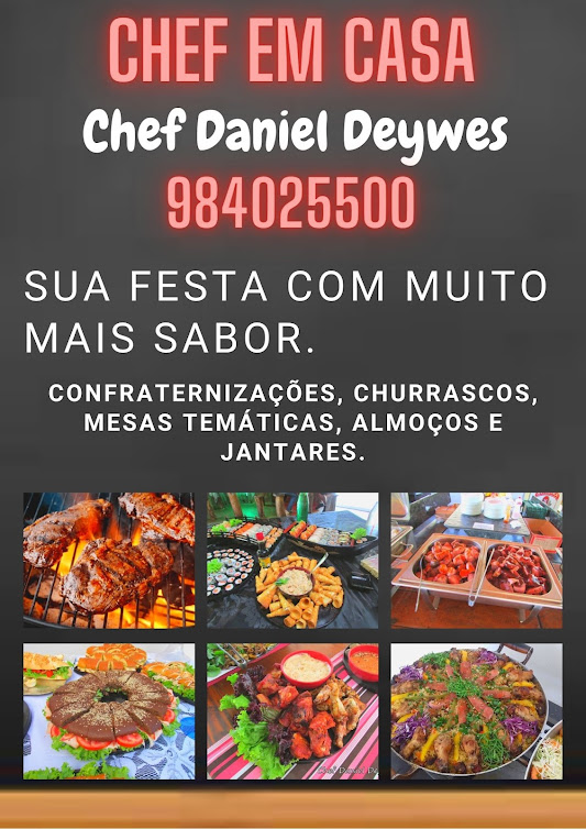 Chef em Casa Confraternizações com Chef Daniel Deywes. Faça seu evento ter muito mais sabor. Maiores Informações: (35) 984025500