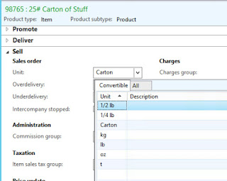 Screenshot showing Carton as an available unit for our item where we created the conversion.
