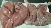 Incision marks on chicken legs and breasts for Tandoori chicken recipe