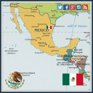 Mexican flag with map of Mexico