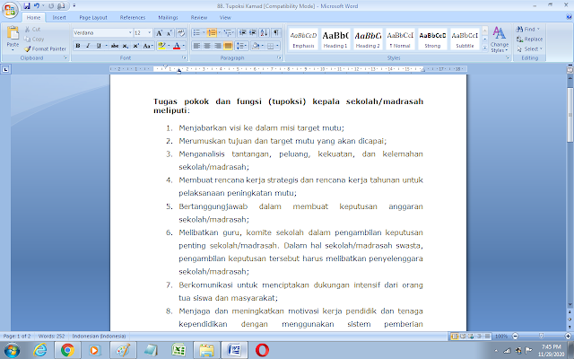 Contoh tugas pokok dan fungsi (tupoksi) kepala sekolah