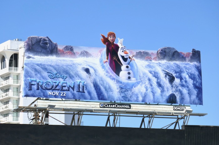 Frozen II waterfall extension billboard Pico Boulevard Frozen II waterfall billboard