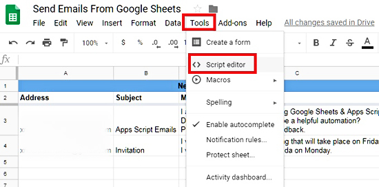 Open The Script Editor Open The Script Editor