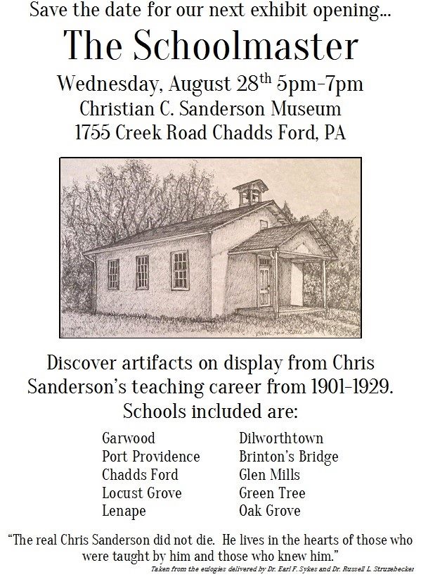 The Schoolmaster Exhibit Opening Set For 5PM Wednesday, August 28th At