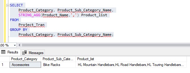 Microsoft Business Intelligence: STRING_AGG Function in Sql Server 2017