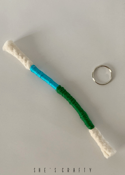 floss wrapped keychain - wrap floss around 1 piece of rope