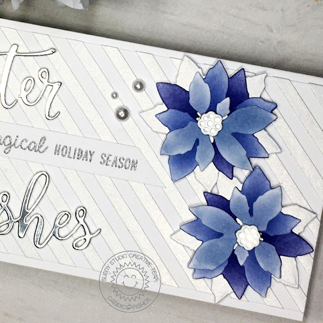 Sunny Studio Stamps: Layered Poinsettia Dies Circle Snowflake Frame Dies Layered Snowflake Frame Dies Winter Themed Card by Candice Fisher