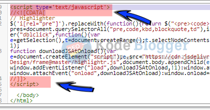 Cara Memasang JavaScript (Js) di Template Blogger - Kode Blogger