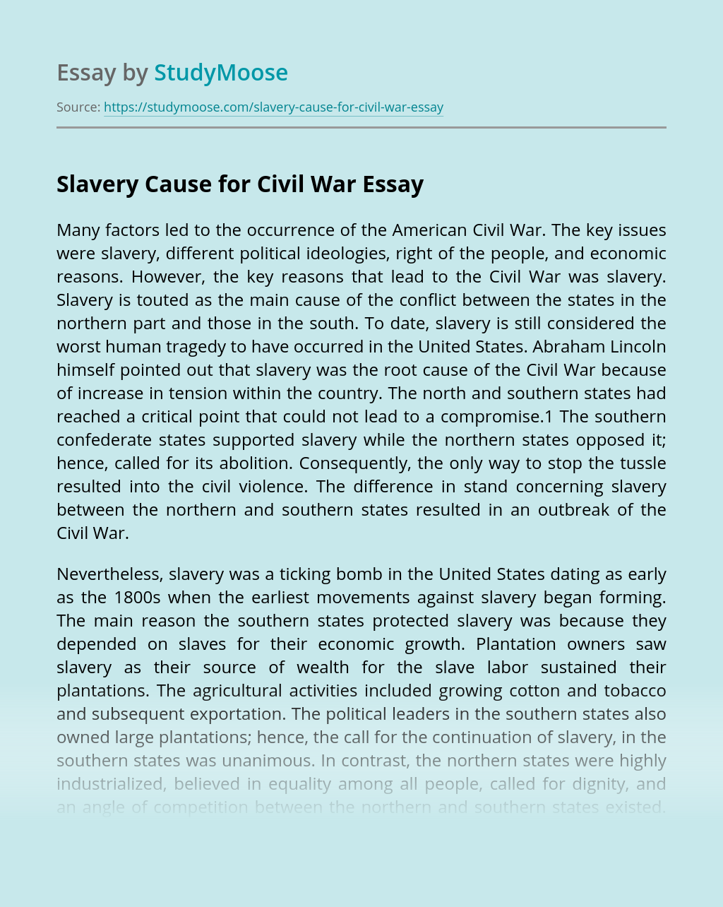 civil war essay introduction