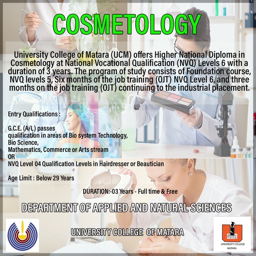 Higher Diploma in Cosmetology - Matara University College 2021