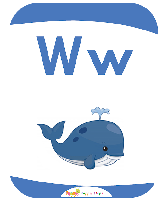 Letter -W-  Whale Flashcards