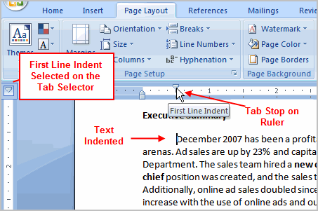 how can i apply first line indent in word
