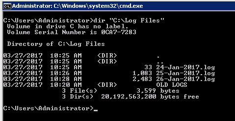 windows command list directory contents