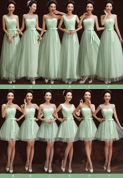 Six-Design Fresh Mint Green Full Lace Bridesmaids Midi/Maxi Dress