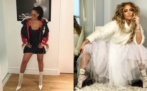  Jennifer Lopez y Rihanna comparten el gusto por los calcetines con cristales