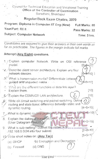 Computer Networks - 5th Semester Questions Papers CTEVT | Diploma in ...