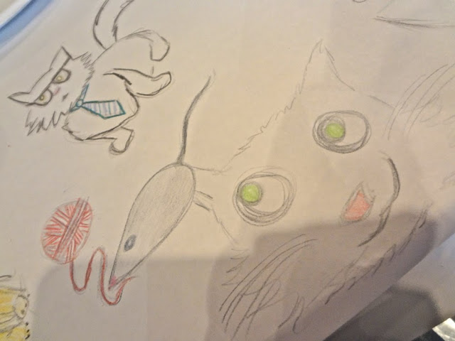 drawing of two cats
