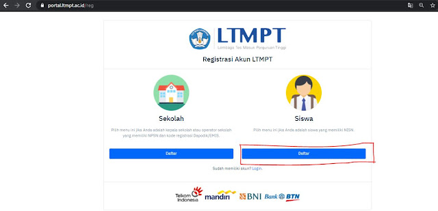 Panduan Registrasi LTMPT bagi siswa