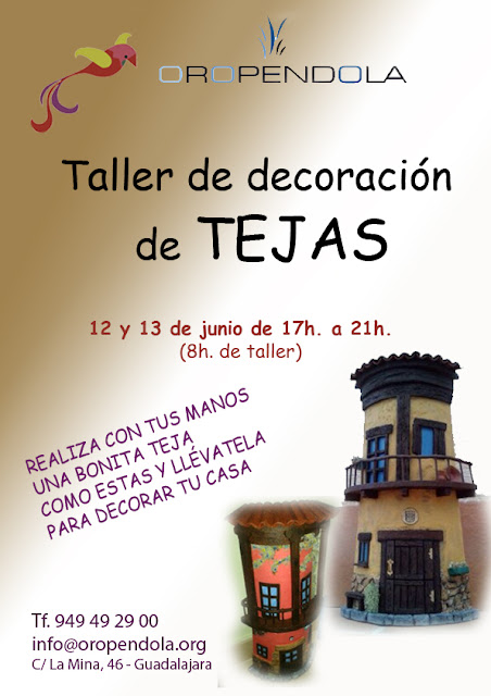 Oropéndola, Guadalajara, Taller, tejas, artesanas, reciclado, artesanía, decoración, manualidades, tejas decoradas, decorar, 